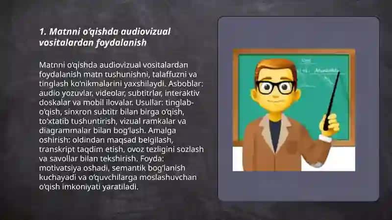 Matnni o'rganishda texnik vositalar va tarqatma materiallardan foydalanish 3