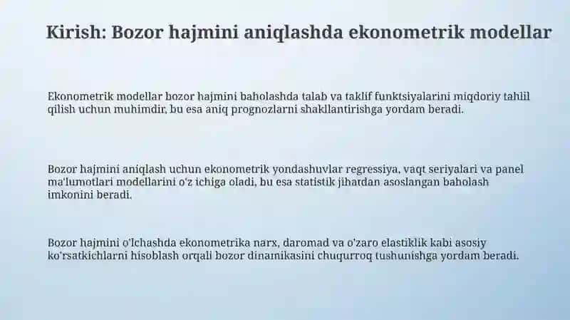 Bozor hajmini aniqlashda ekonametrik modellardan foydalanish 3