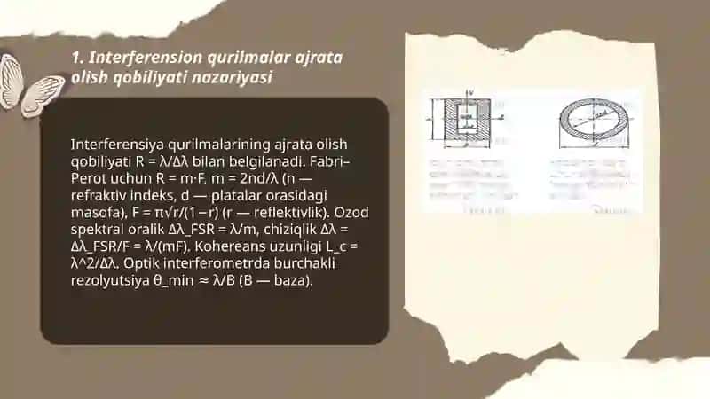 Interferensiya qurilmalarni ajrata olish qobilyati chegarasini aniqlash 3