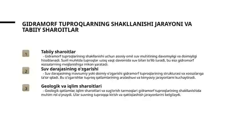 Gidramorf tuproqlar,ularning xossa va xususiyatlari 3