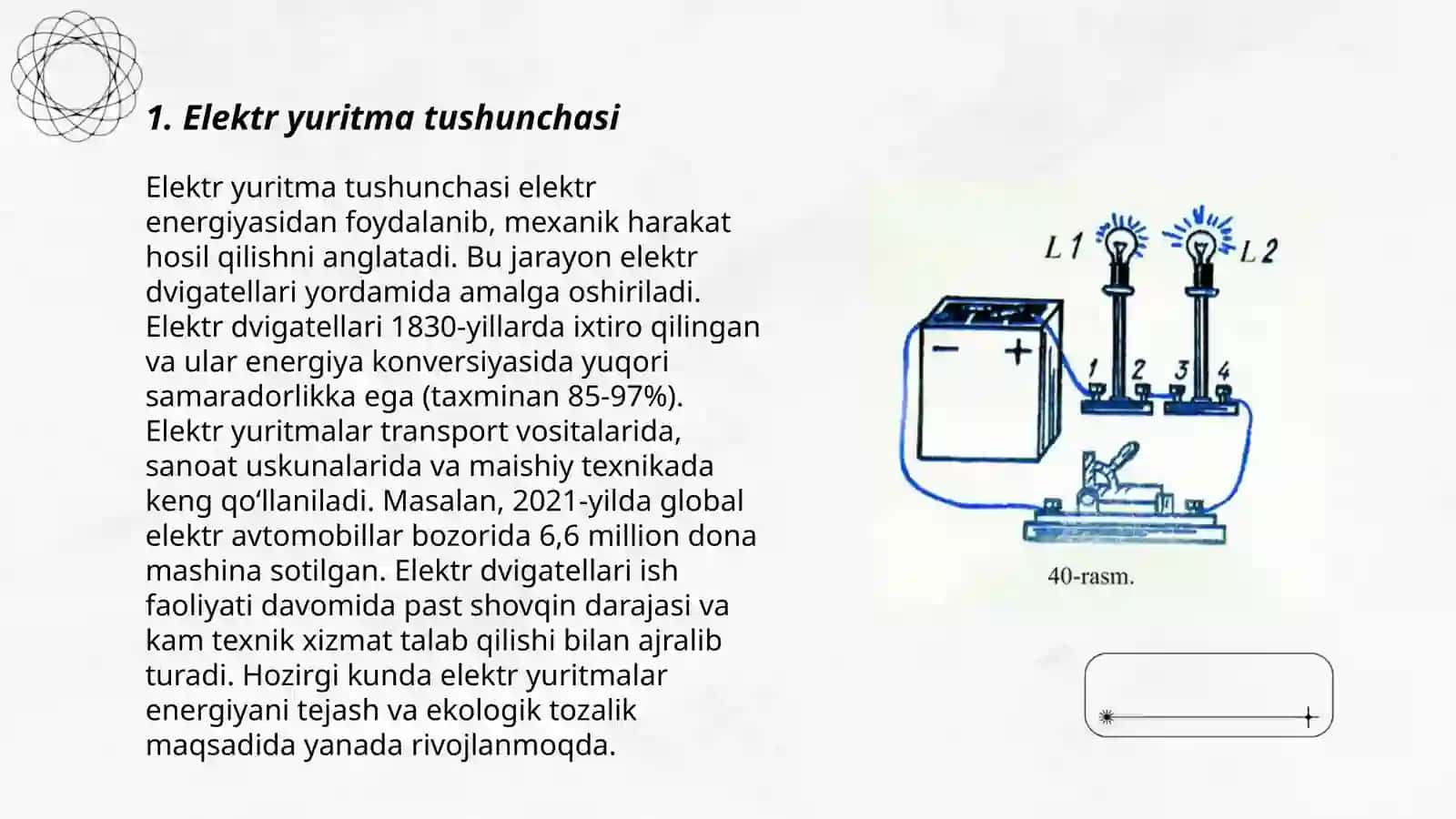 Elektr yuritma tuhunchasi,tuzilishi,turlari VA vazifasi 3