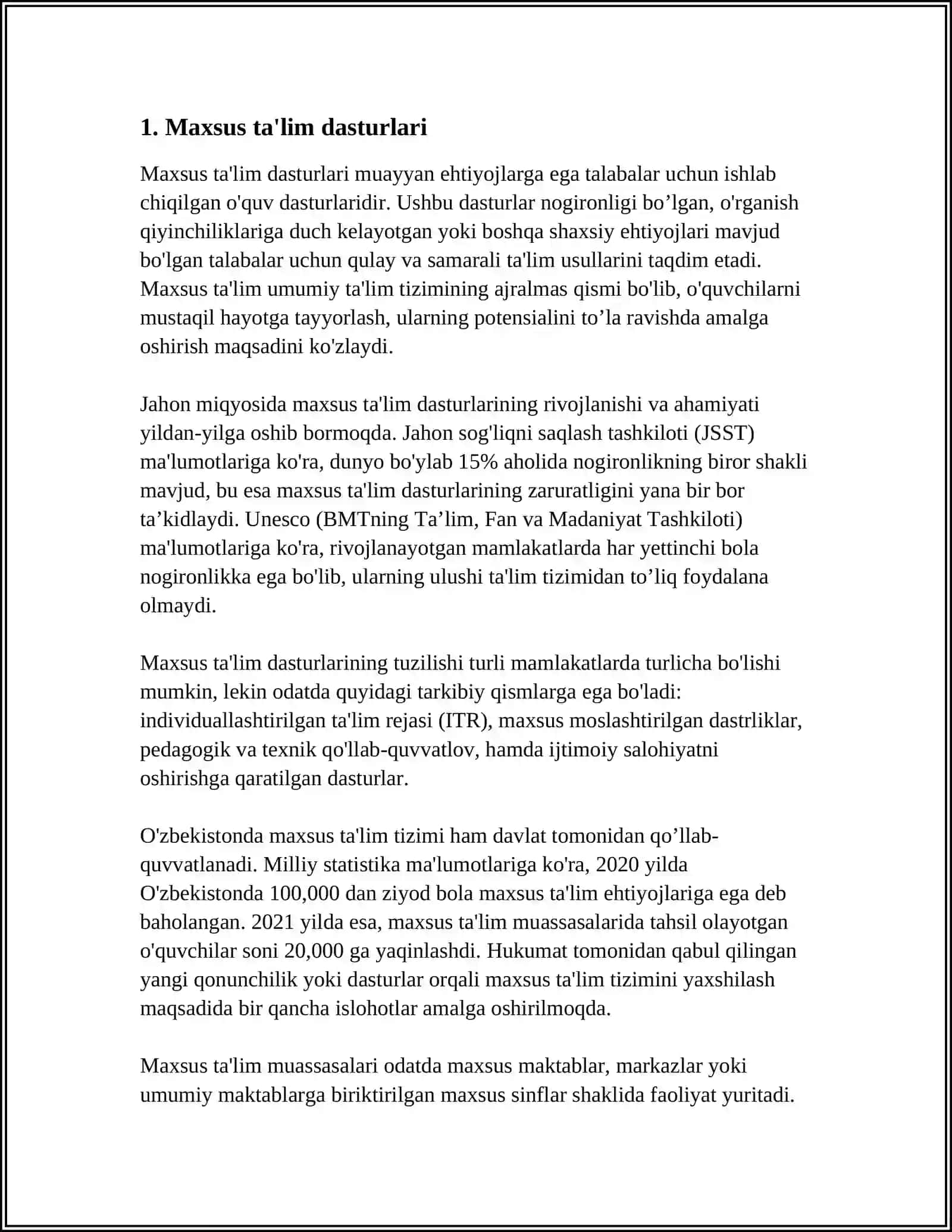 TALIM TASHKILOTLARIDA ALOHIDA YORDAMGA MUHTOJ BOLALARNI TALIM OLISHGA QOLLAB QUVVATLASH TEXNOLOGIYALARI 3