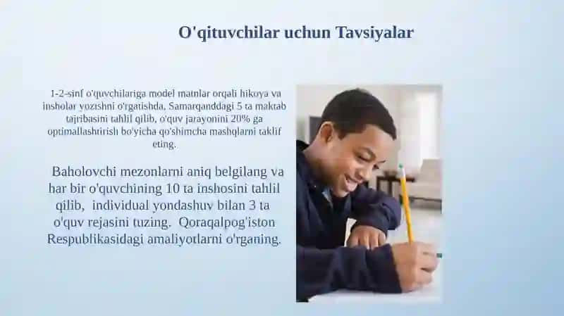 1-2sinflarda namunaviy matnni qayta hikoyalash va bayon yozish darslarini kuzatish va tahlil qilish 3
