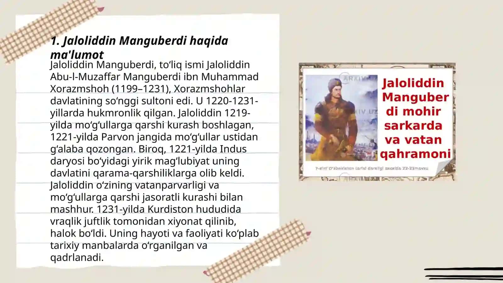 Jaloliddin Manguberdi xalqimizning milliy qahramoni 3