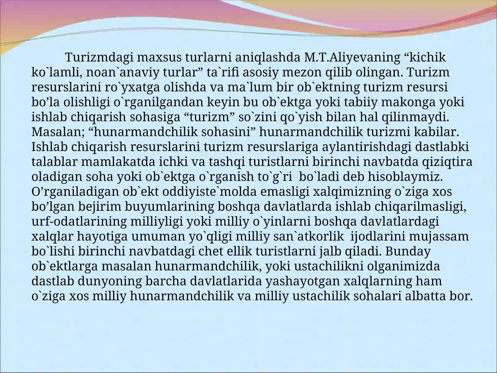Turizm maxsus turlarni shakllantirishda turizm sanoati 3