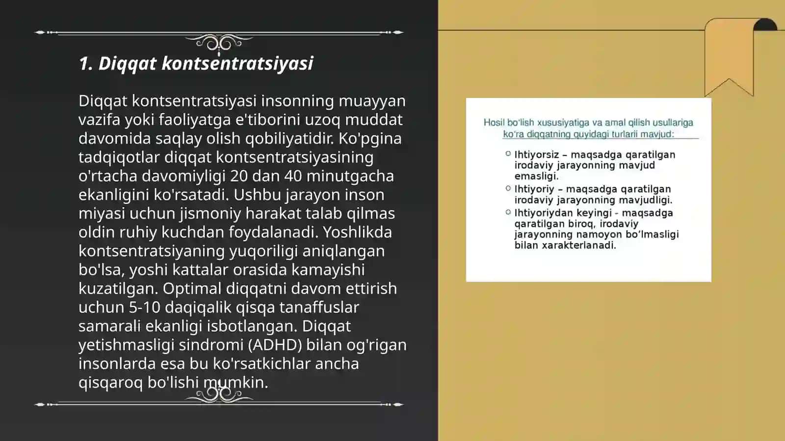 Diqqat turlari va diqqat buzilishlari 3