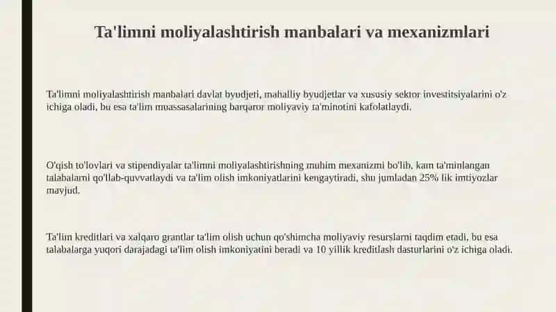 Ta'limni moliyalashtirish holat va tendensiyalari 3