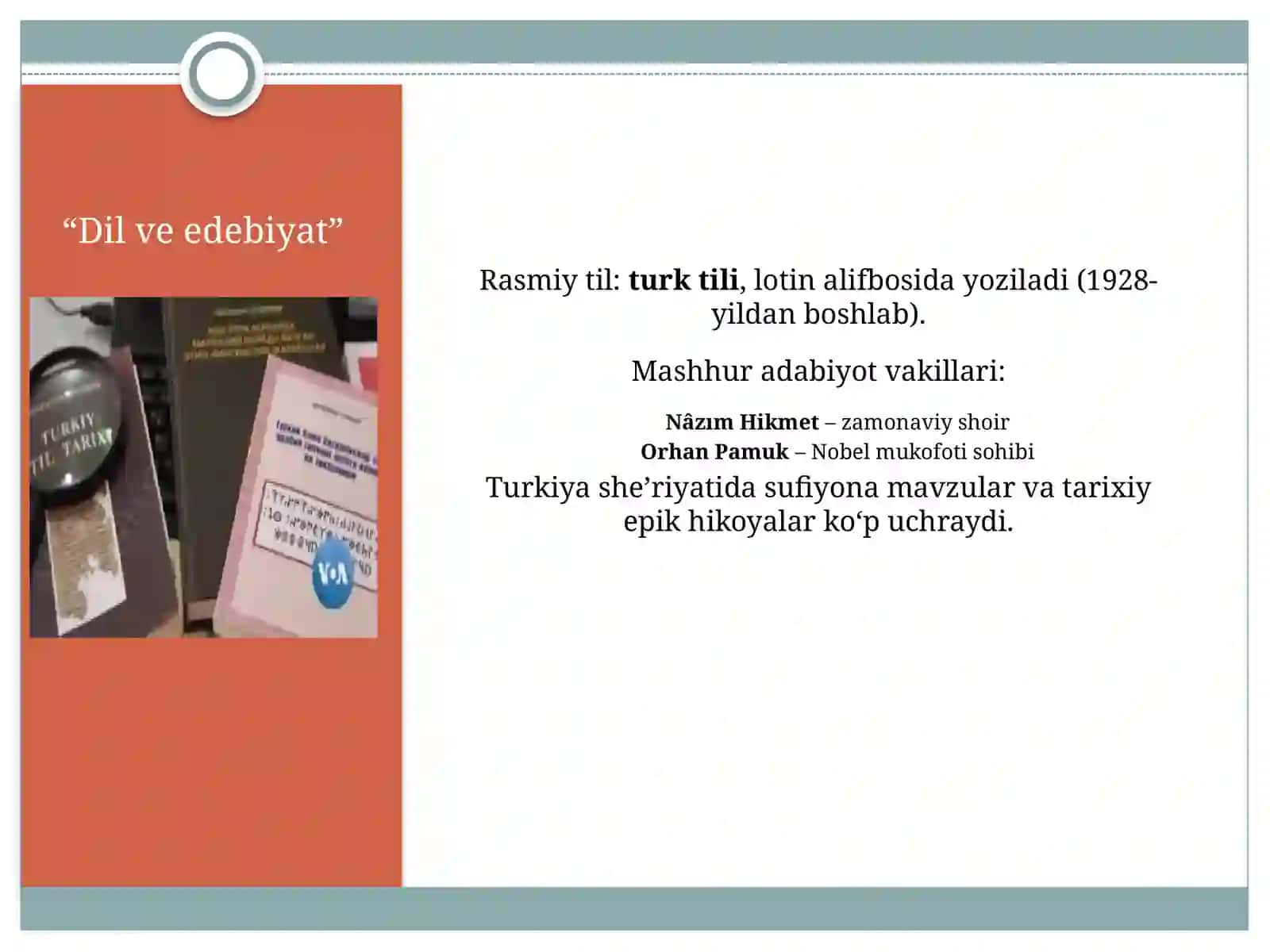 Turkiya madaniyati  “Türkiye Kültürü” 3