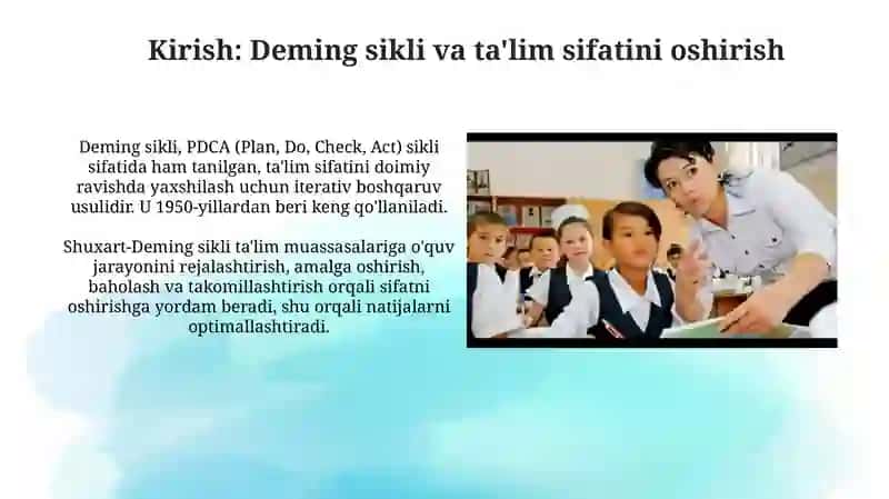 Shuxart deming sikli taʼlim sifatini taʼminlash oshirish boʻyicha strategik reja 3