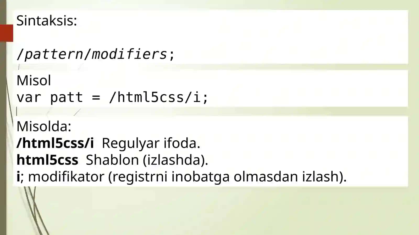 JavaScript da regulyar ifoda 3