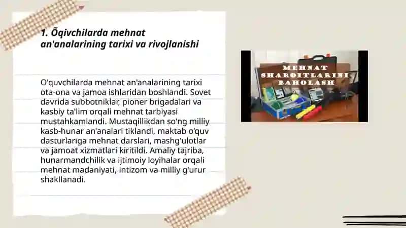 Õqivchilarda mehnat an'analarining tarixi va rivojlanishi 3