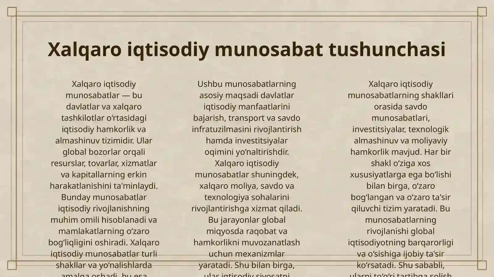 XALQARO IQTISODIY MUNOSABATLAR, UNING SHAKLLARI VA TARTIBGA SOLINISHI 3