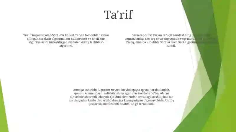 Taraq Simon Saralash (Comb Sort) 3