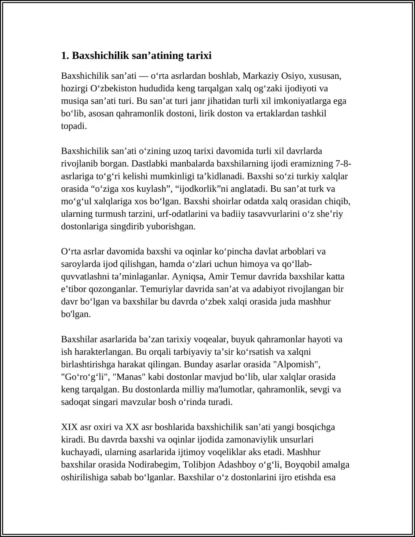 YUNESKO ISHTIROKIDA OʻTKAZILADIGAN ʼBAXSHICHILIK SANʼATI ʼ FESTIVALI MILLIY OʻZLIKNI TARGʼIBOTCHISIDIR 3