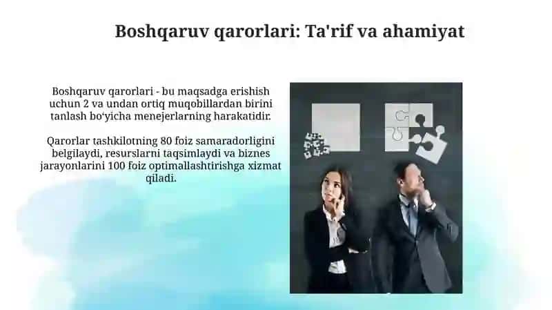 Boshqaruv qarorlari va ularni qabul qilish 3