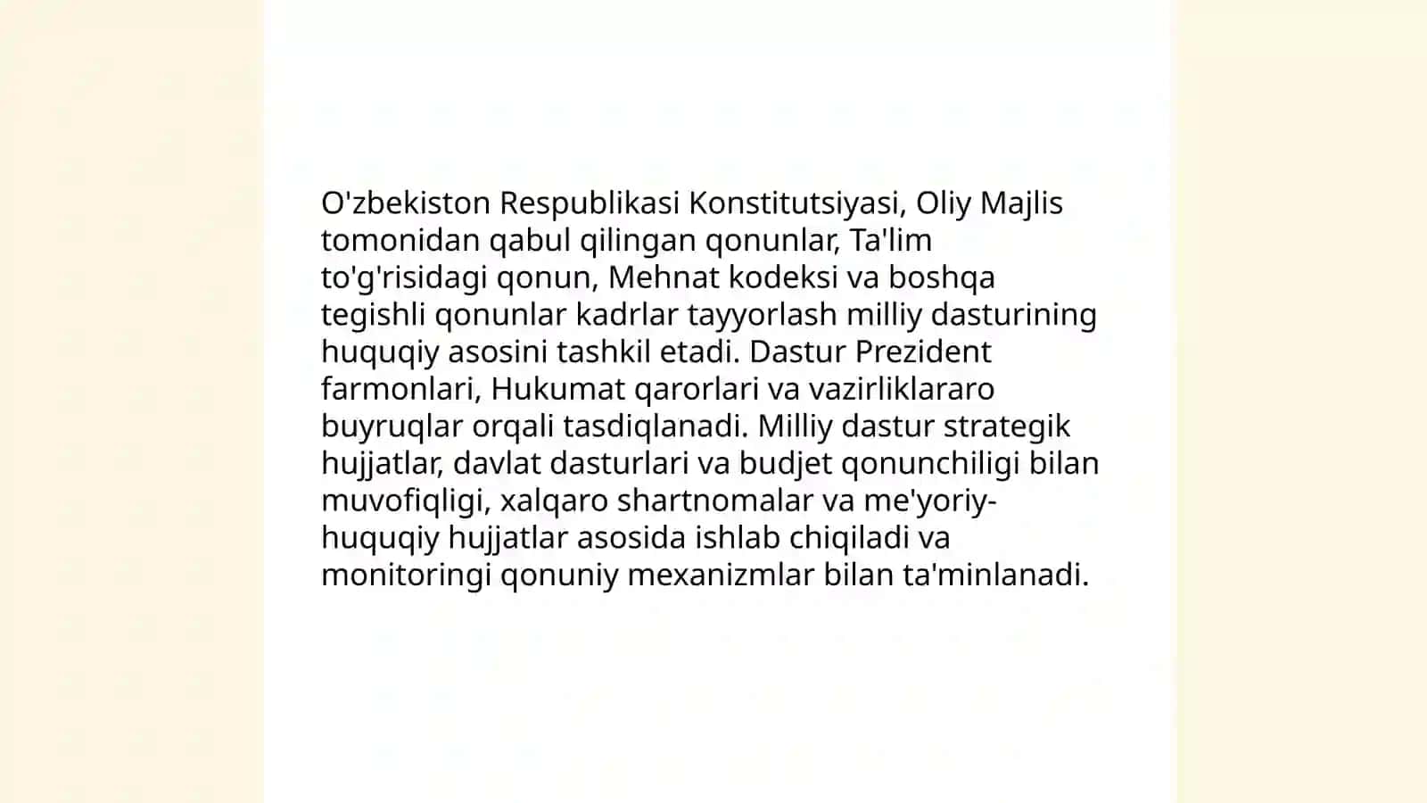 Kadrlar tayyorlash milliy dasturi qabul qilinishi, uning mazmun mohiyati 3
