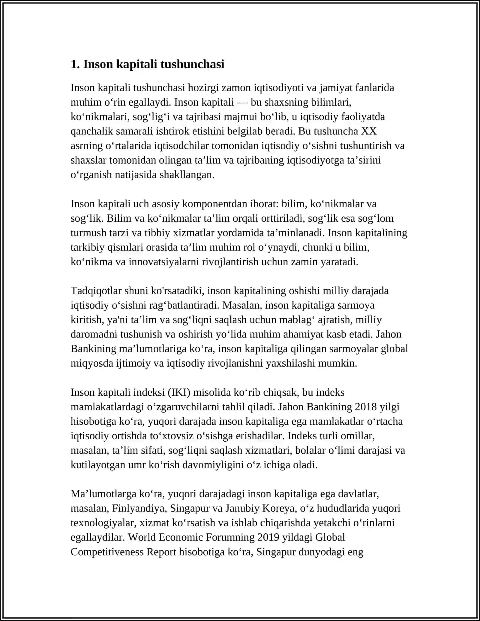 INSON KAPITALI VA UNI ZAMONAVIY IQTISODIYOTDAGI ROLI 3