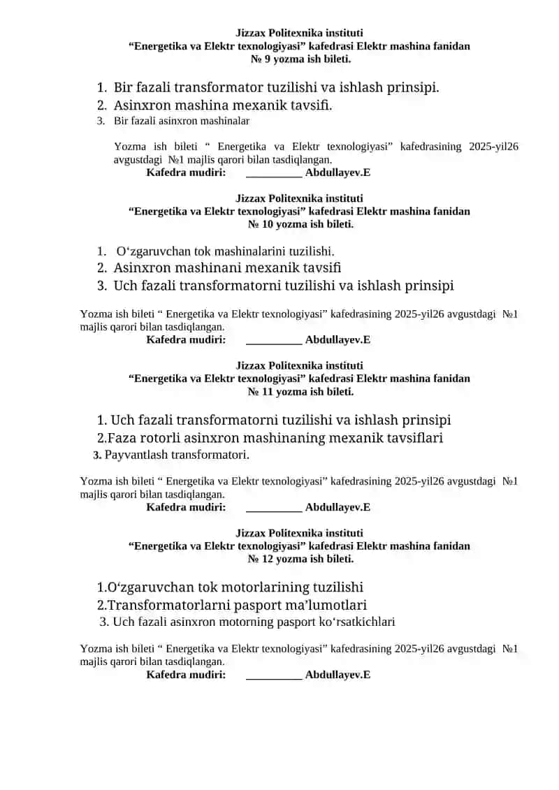 № 3 yozma ish bileti 3