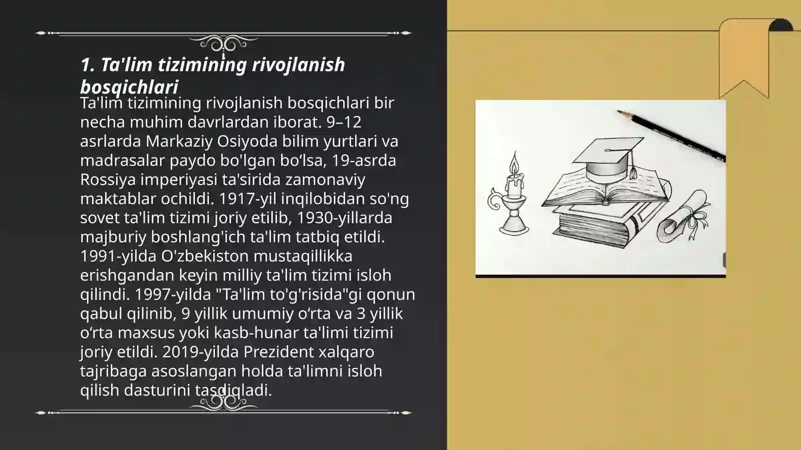 Ta'lim to'g'risidagi qonunning tuzilishi va umumiy mohiyati 3