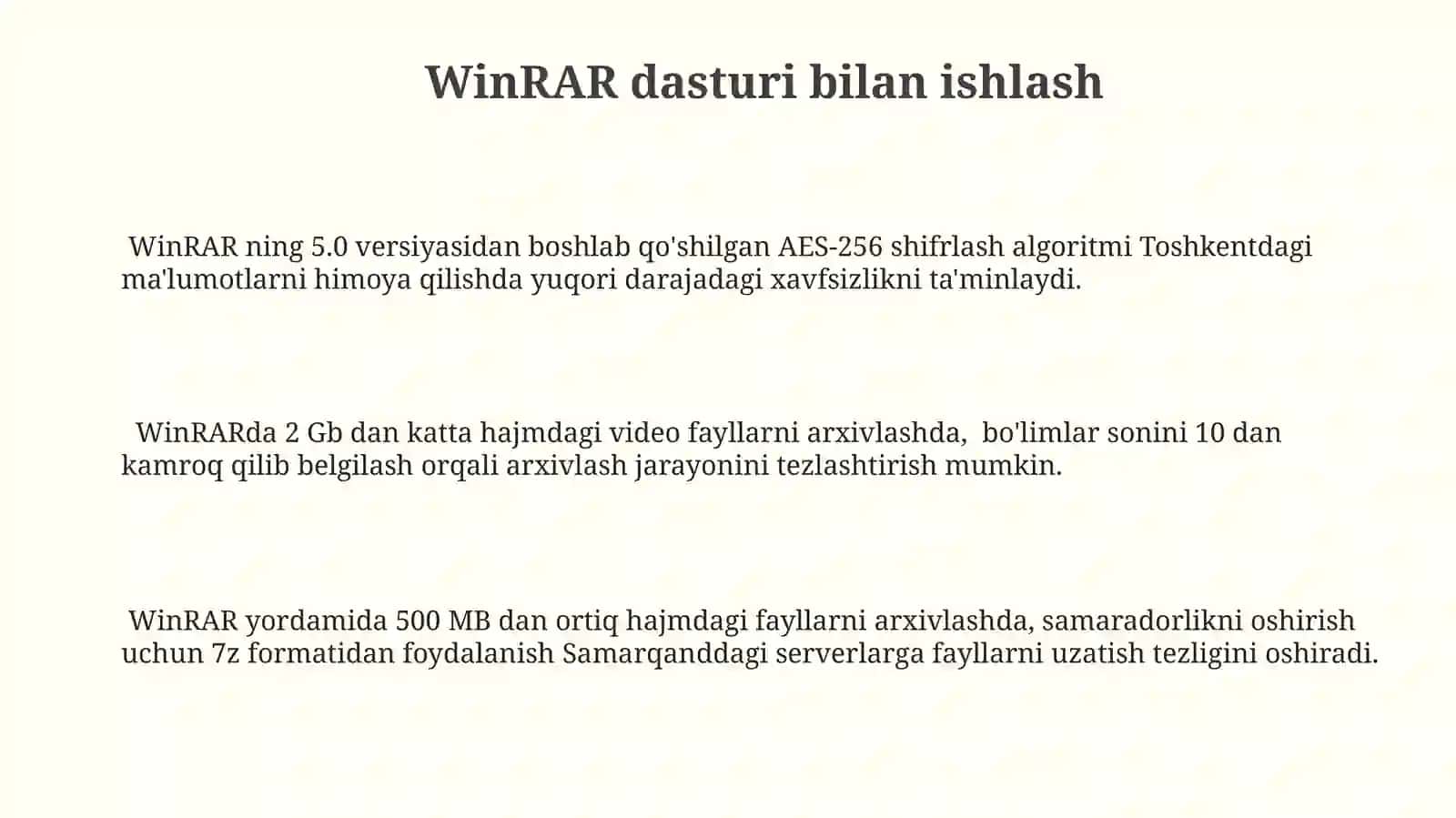 Ma'lumotlarni arxivlash va rezervlash (Win RAR, 7zip misolida) 3