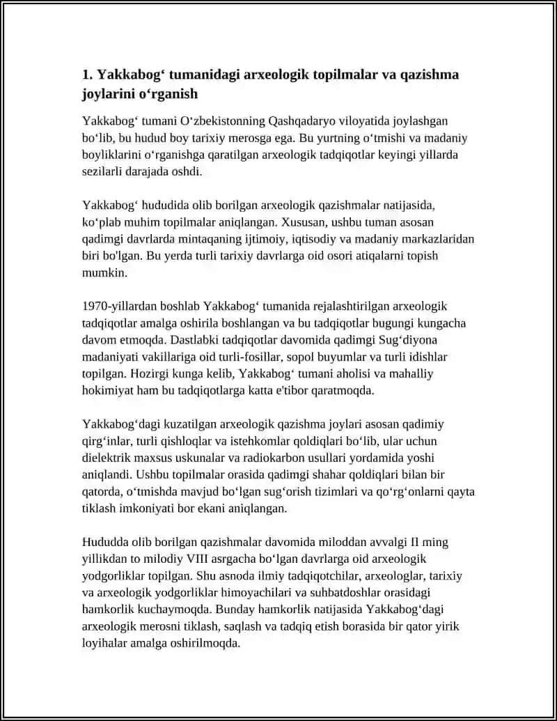 QASHQADARYO VILOYATI YAKKABOGʻ TUMANI TOPILMARINI OʻRGANISH HAMDA MAʼLUMOTLAR TOʻPLASH 3