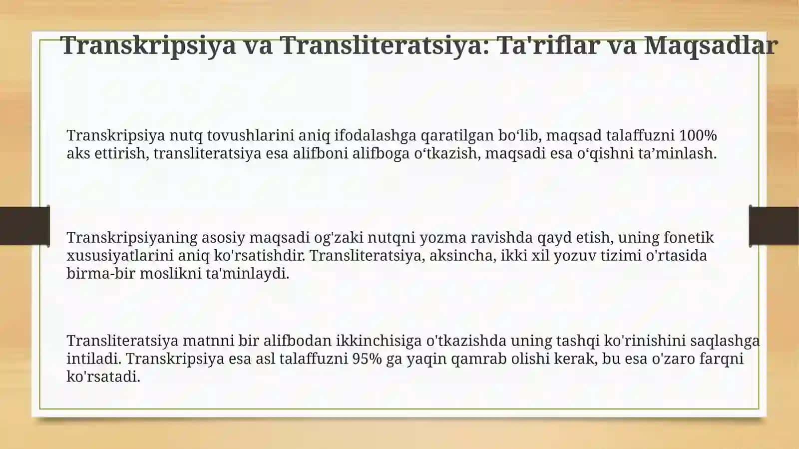 Transkripsiya va Transliteratsiya: Nazariya va Amaliyot 3