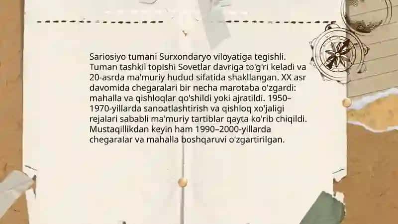Surxandaryo viloyati Sariosiyo tumani tarixi haqida 3