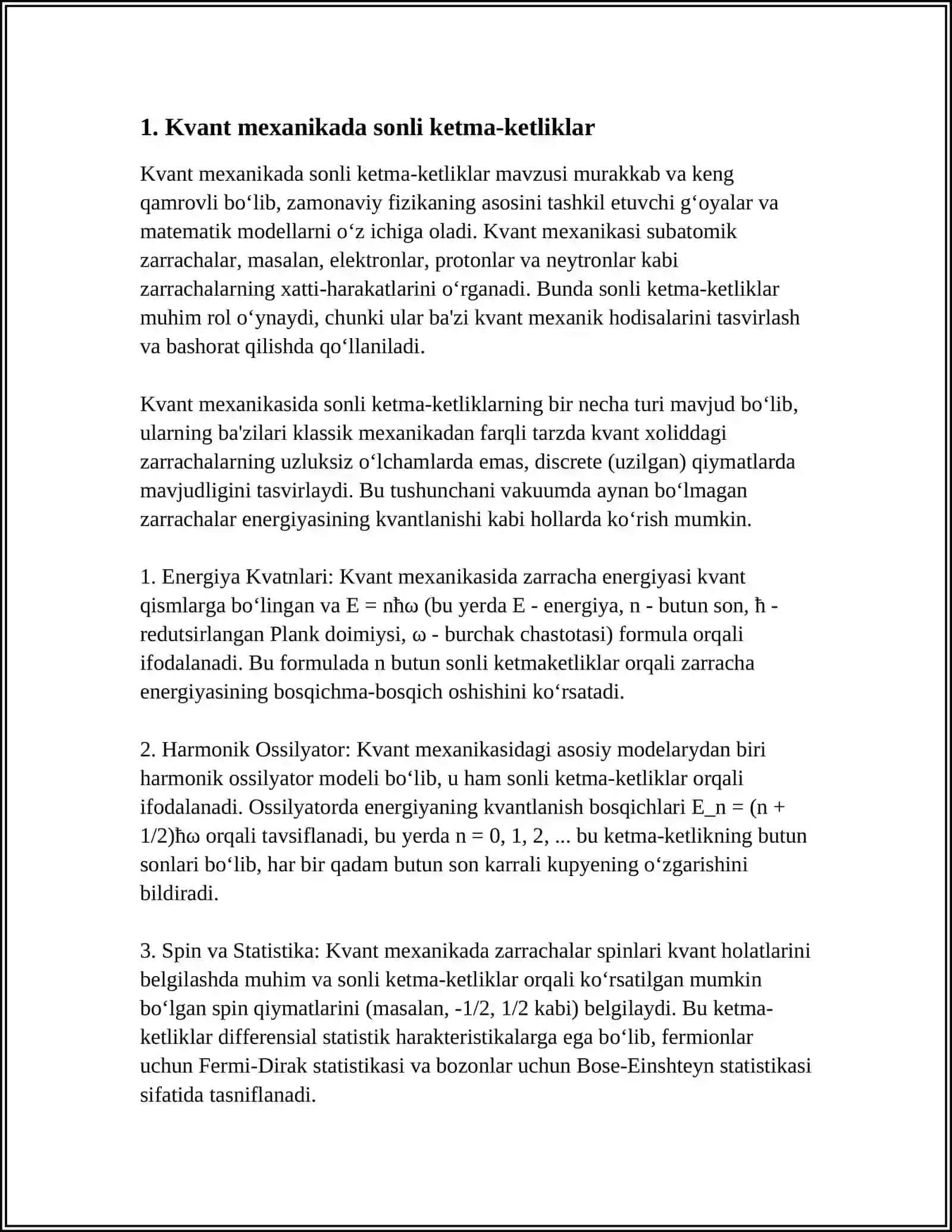 SONLI KETMA-KETLIKLARNI KVANT MEXANIKASIDAGI TATBIQLARI 3