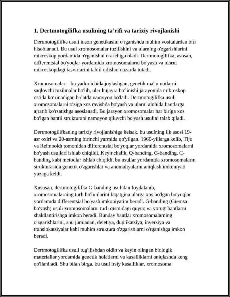ODAM GENETIKASINI O'RGANISH:DERTMOTOGILIFKA USULI 3