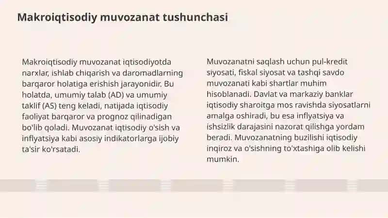 AD-AS MODELI BO’YICHA IQTISODIY MUVOZANAT 3