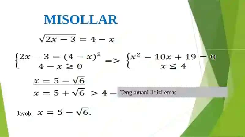 Irratsional tenglamalar 3