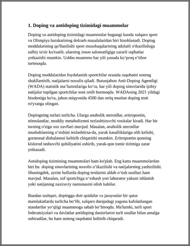Doping va antidoping tizimidagi muammolar 3