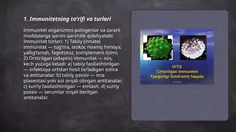 Immunitet. Tabiiy va orttirilgan immunitet 3