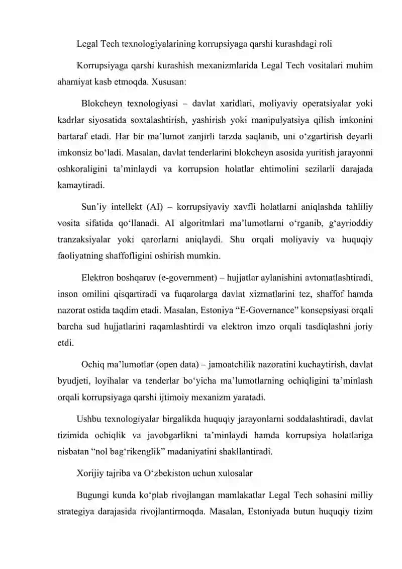 Legal Tech va korrupsiyaga qarshi kurashish mexanizmlari 3