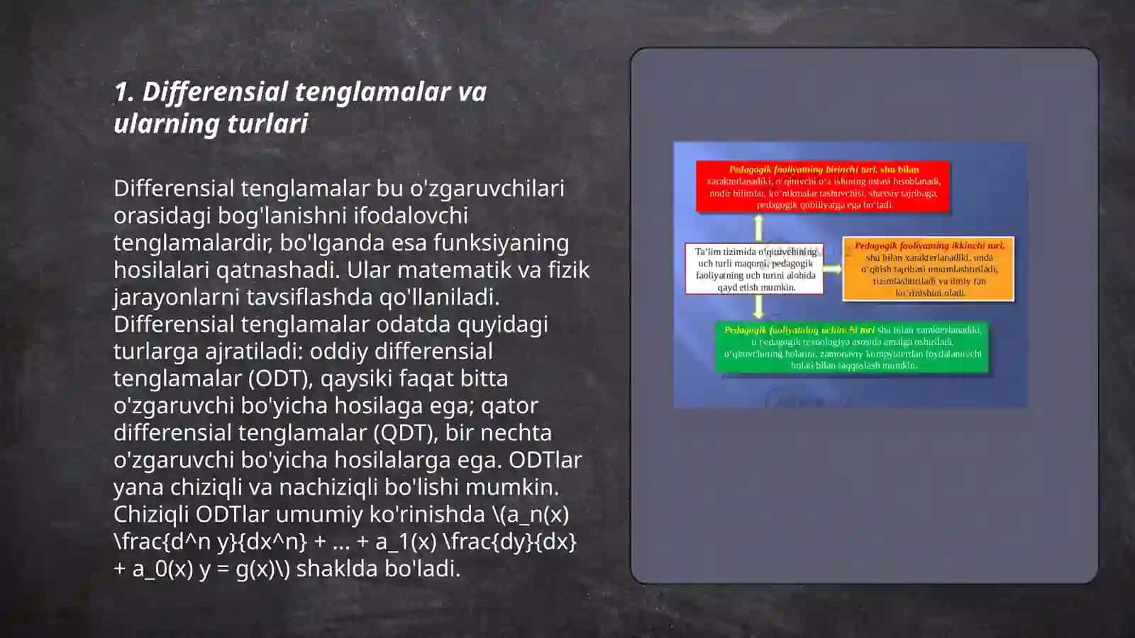 Tibbiy -biologik mazmundagi differensial tenglamalarni tuzish va yer yechish 3