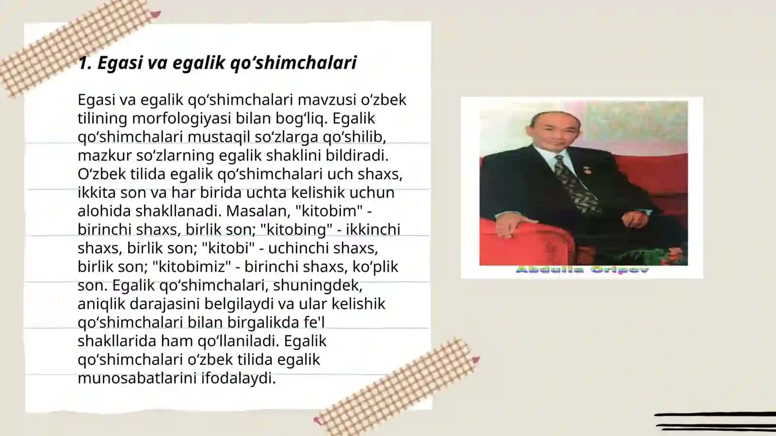 Turk tilida egalik qoʻshimchalari 3
