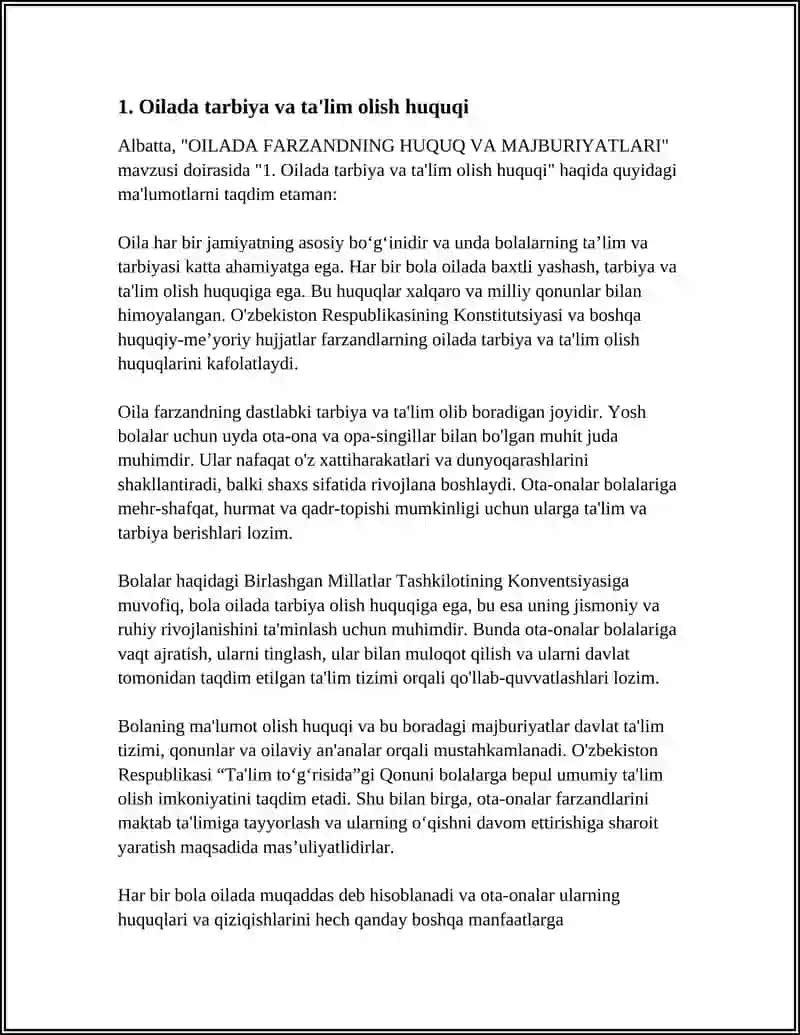 OILADA FARZANDNING HUQUQ VA MAJBURIYATLARI 3