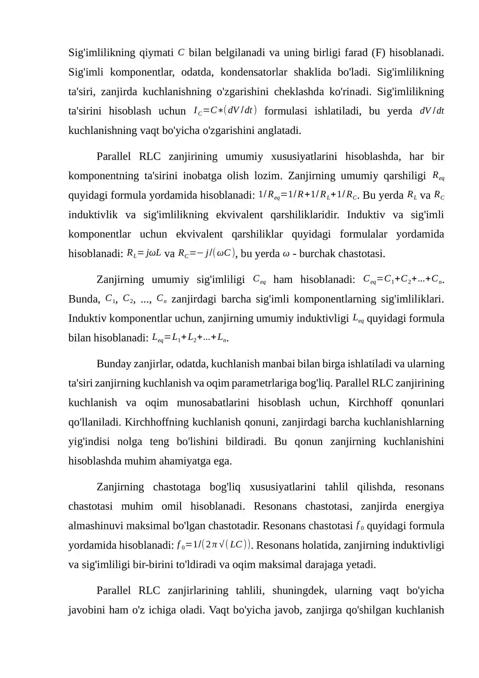 Parallel ulangan RLC zanjirlari tahlili 3