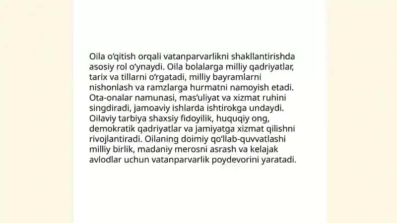 Vatan taraqqiyotiga men ham mas'ulman: Oila jamiyatning asosiy bo'g'ini. 3