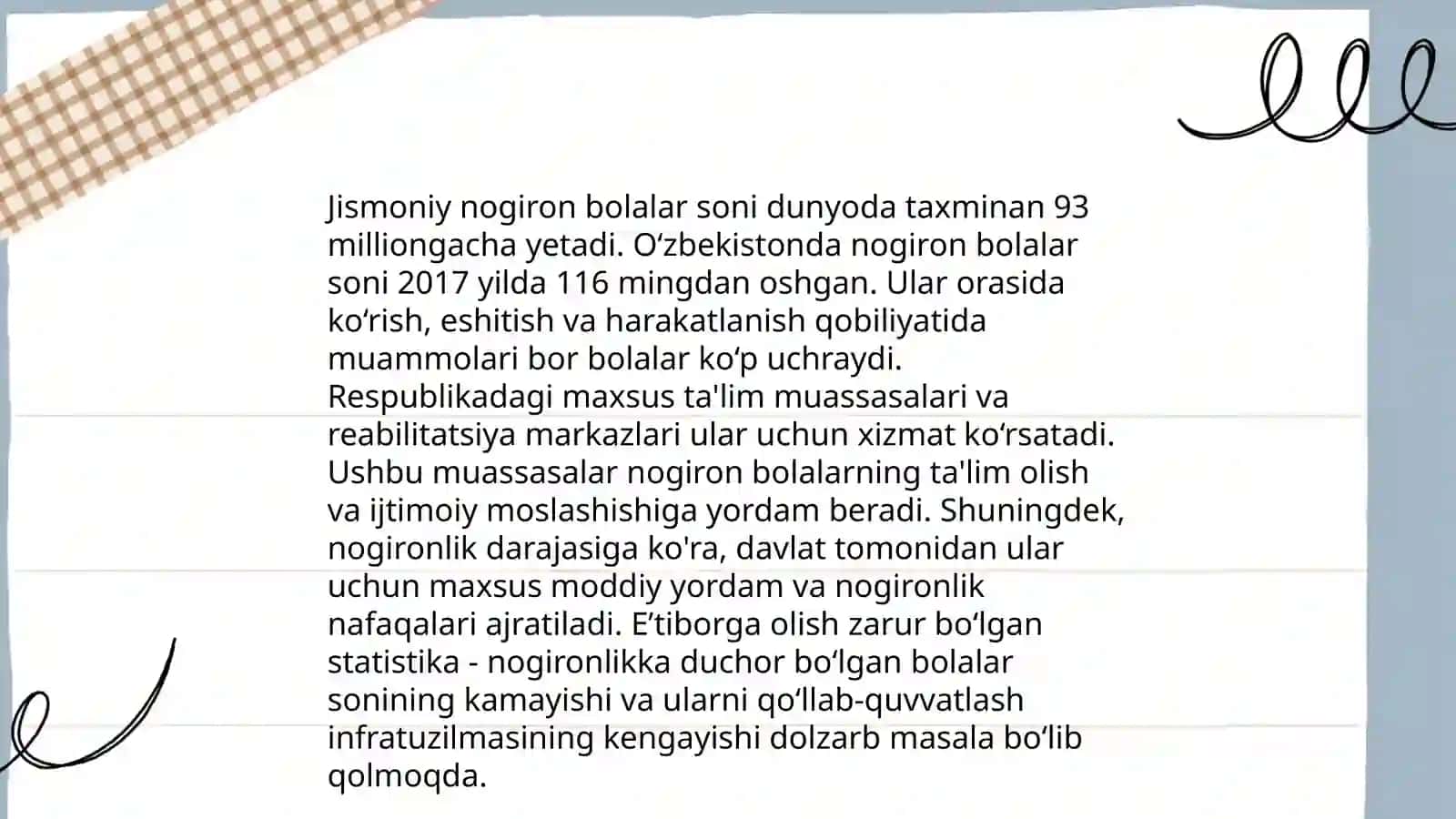Alohida yordamga muhtoj bolalar toifalari 3