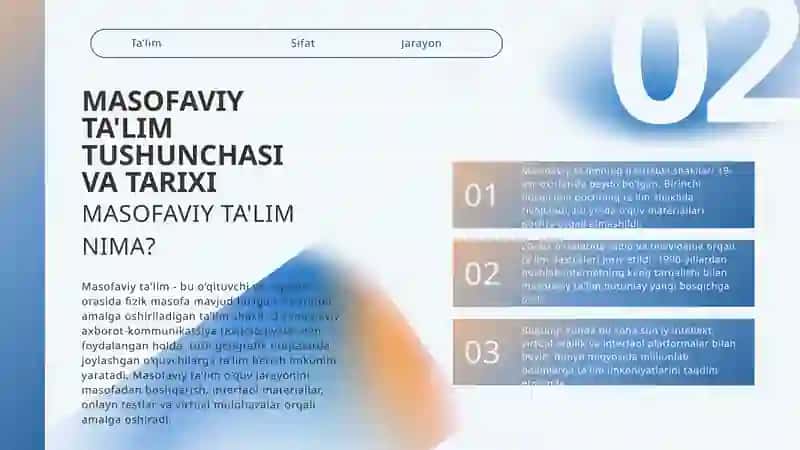 MASOFAVIY TA’LIMNING AFZALLIKLARI VA KAMCHILIKLARI 3