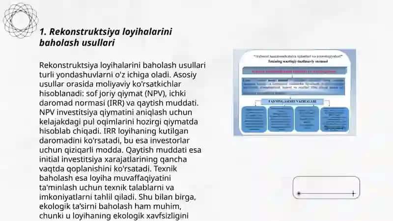 Rekonstruktsiya loyihalarini baholash usullari 3
