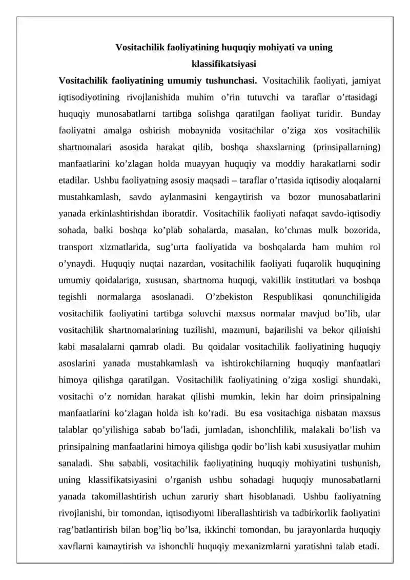 Vositachilik faoliyatini amalga oshirishning fuqarolik-huquqiy asoslarini takomillashtirish 3