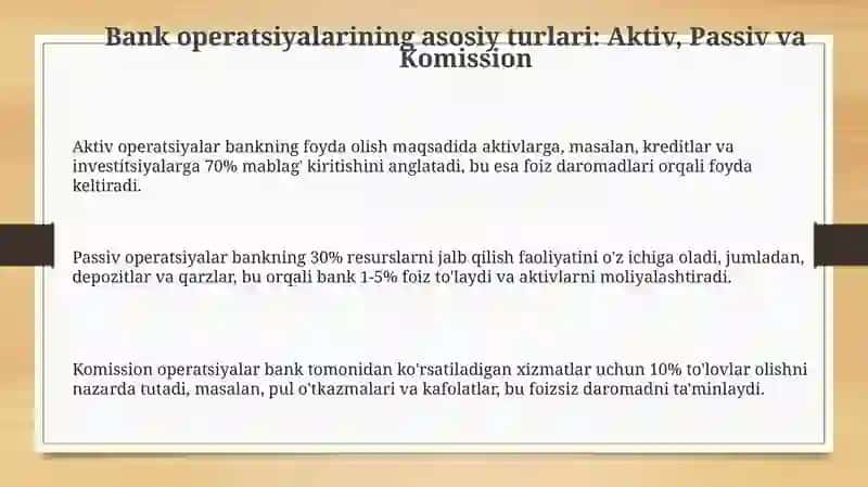 Bank operatsiyalarining asosiy turlari 3