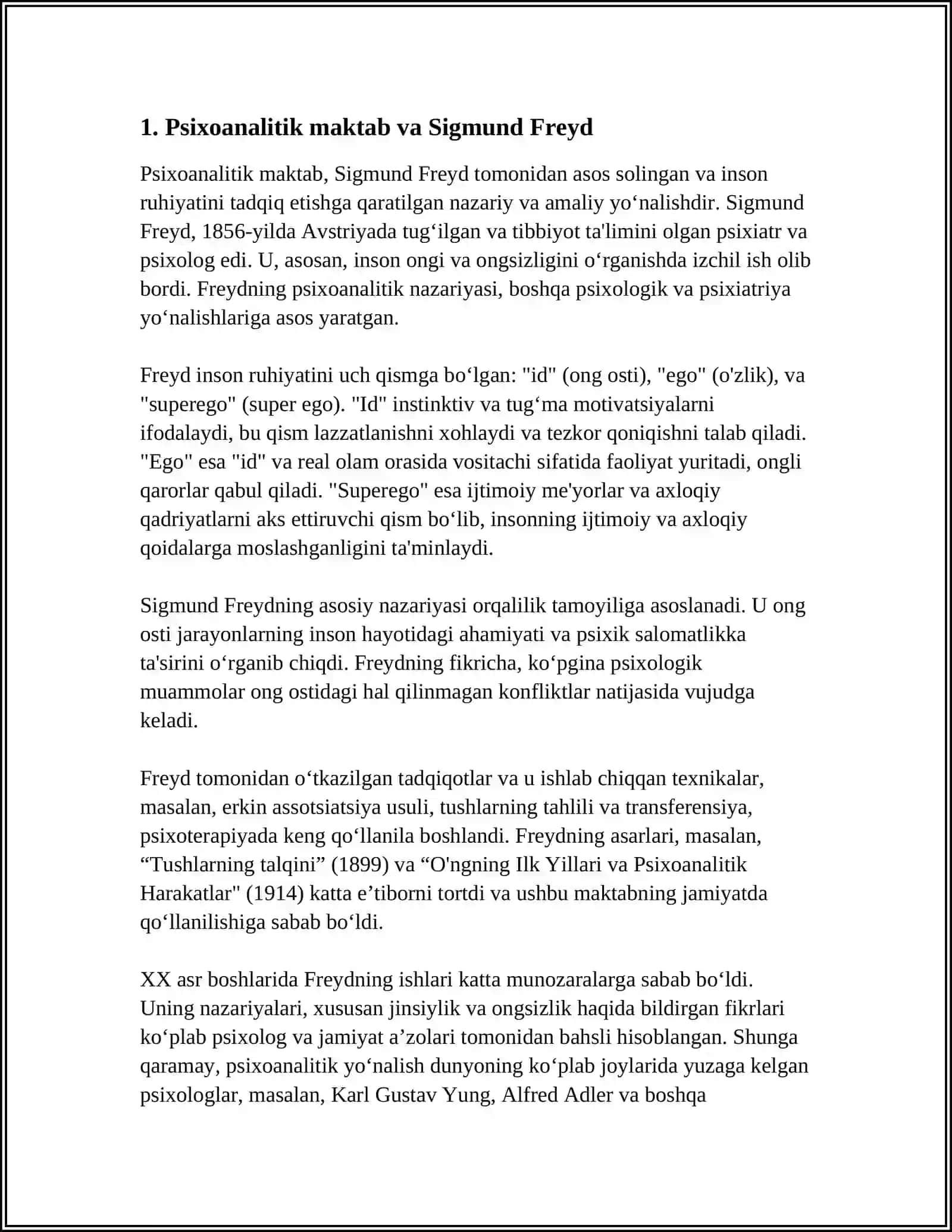 PSIXALOGIK MAKTABLAR HAQIDA MA'LUMOT 3