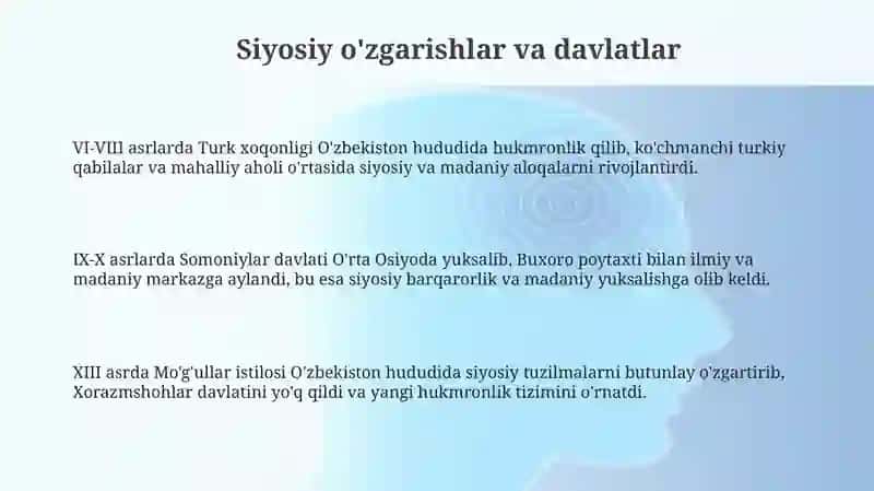 Oʻrta asrlarda Oʻzbekiston hududida 3