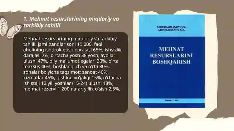 Mehnat resurslari bilan ta'minlanganlik va mehnat unumdorligi tahlili 3