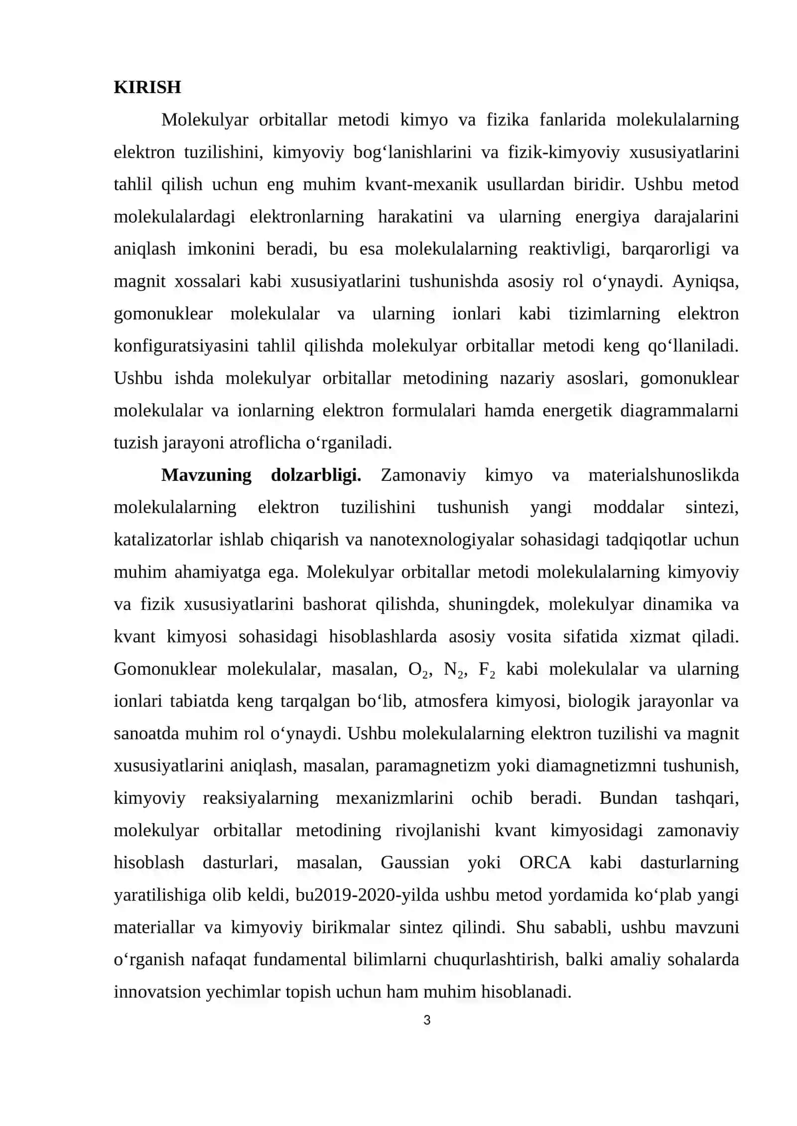 Molekulyar orbitallar metodi. Gomonuklear molekulalar va ionlarning elektron formulalari va energetik diagrammalarni tuzish 3
