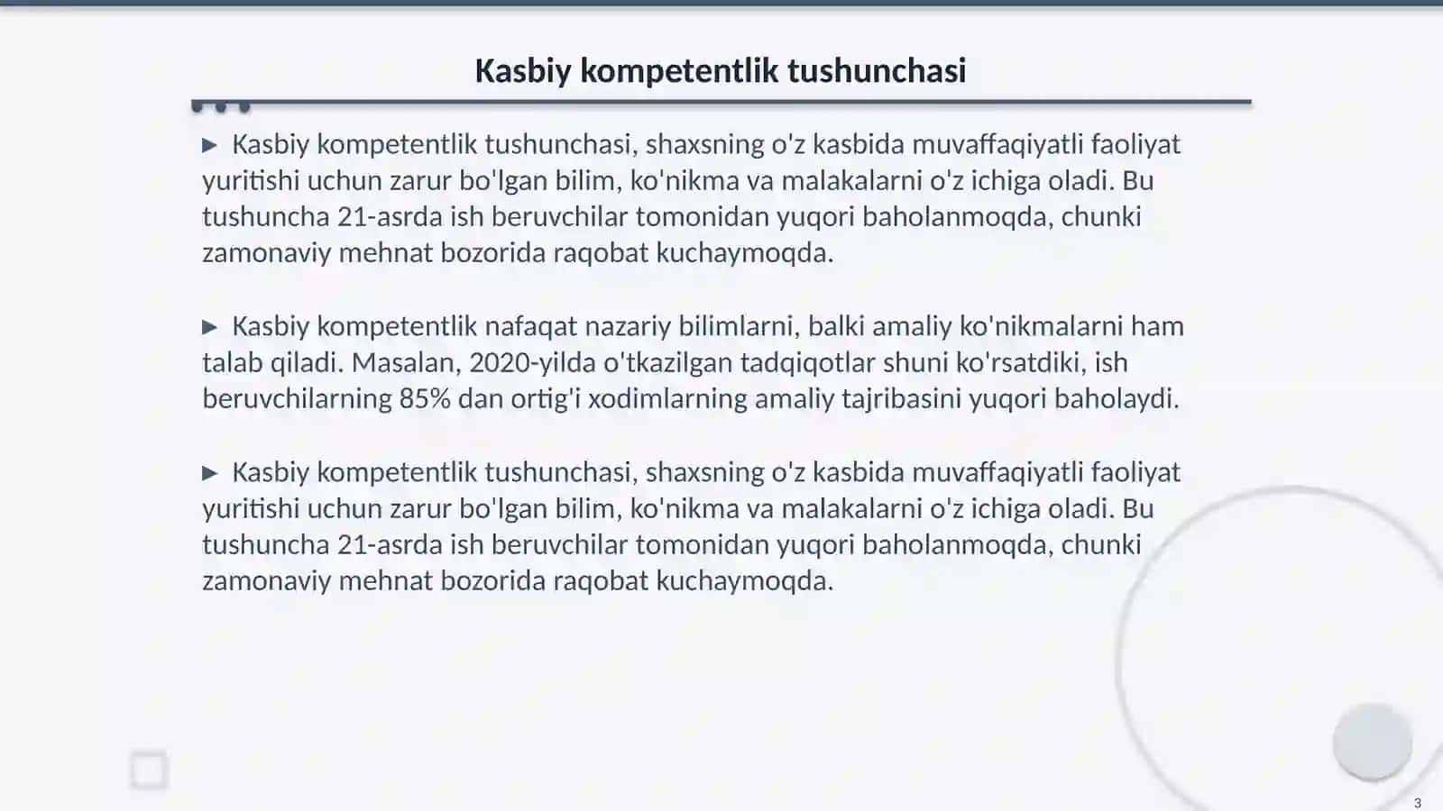 Kasbiy kompetentlikka qo'yiladigan talablar 3