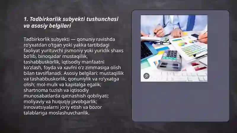 Tadbirkorlik faoliyati subyektlari va uning turlari 3